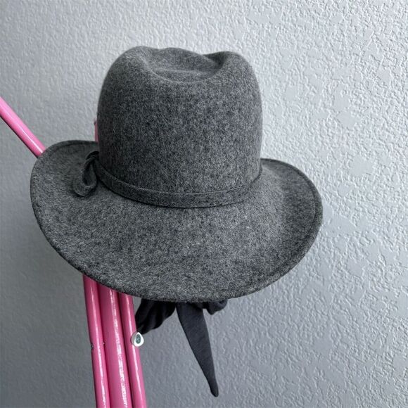 Vintage Betmar New York Wool Hat Gray Unisex with Tie Scarf - Picture 1 of 9